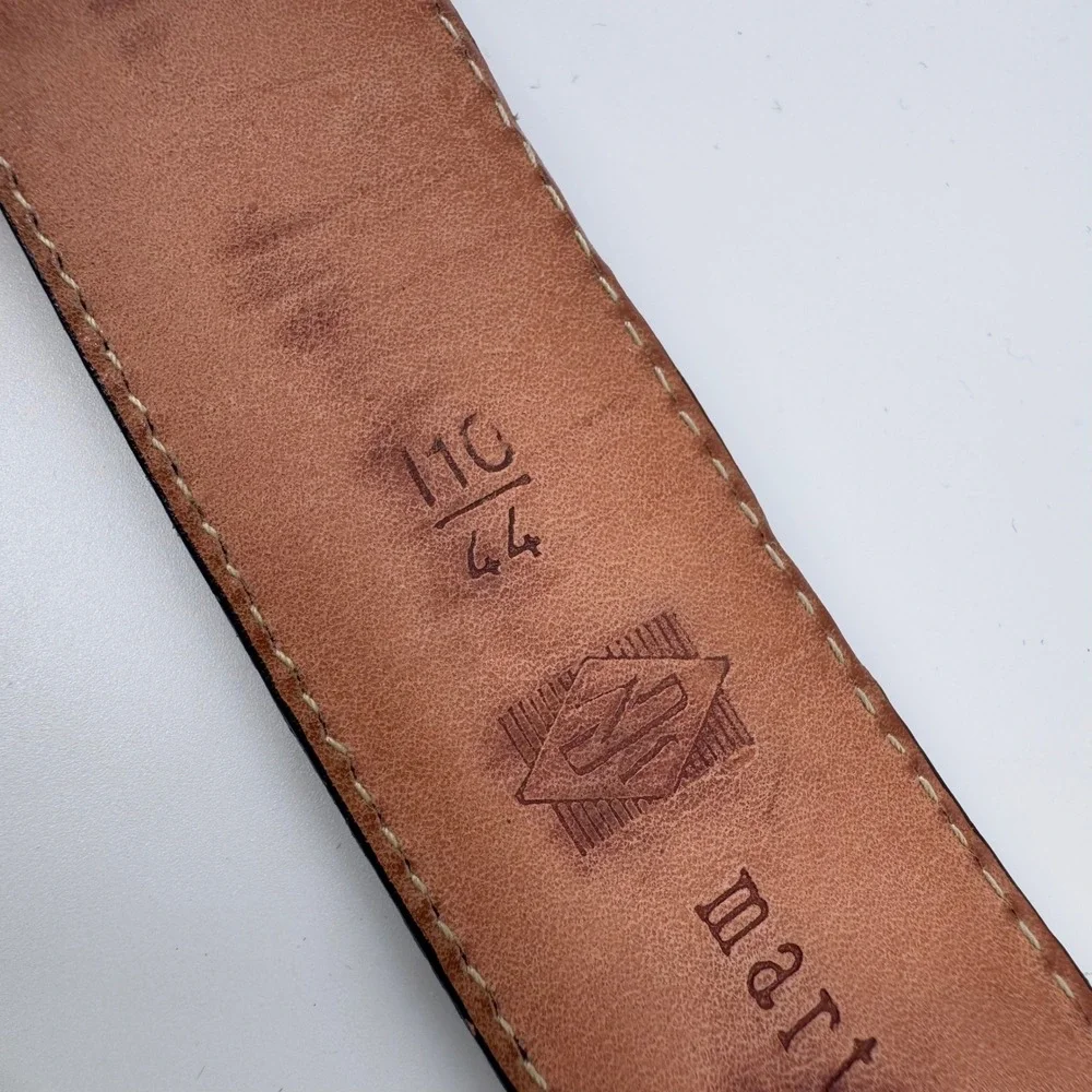 Martin Dingman Belt Mens 44 Brown Alligator Grain Calf Leather‎ Dress Handmade